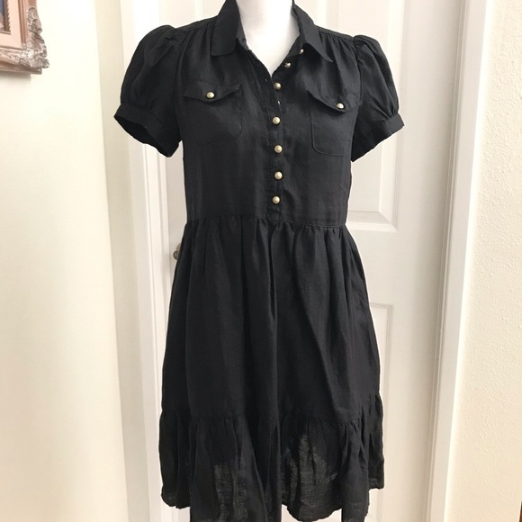 French Connection Linen Button Front Dress Sz 6 - Picture 3 of 7